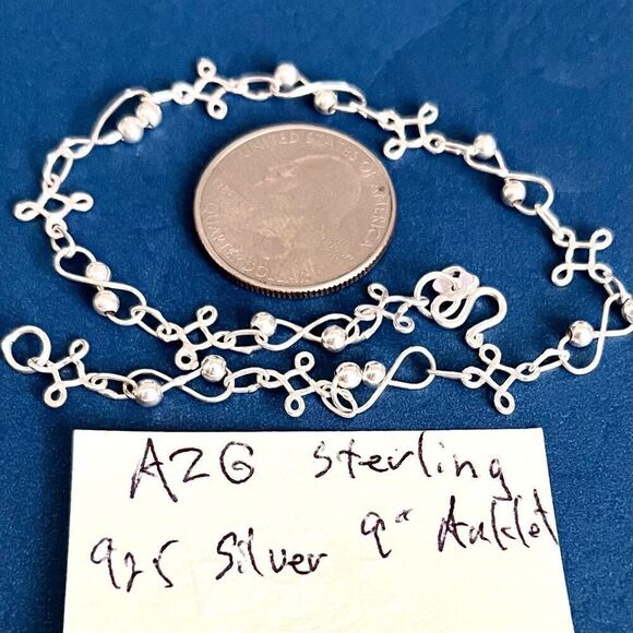 AZG Darling Sterling 925 Silver 9” Anklet - Picture 11 of 11